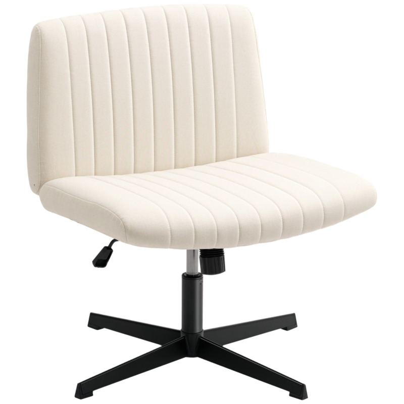 Homcom Linen Cross-legged Office Chair - Cream
