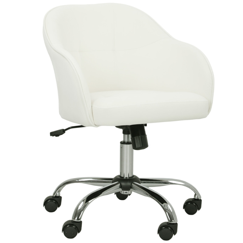 Homcom Velvet-feel Vanity Chair With Adjustable Seat Height 46-56cm & Wheels - Cream