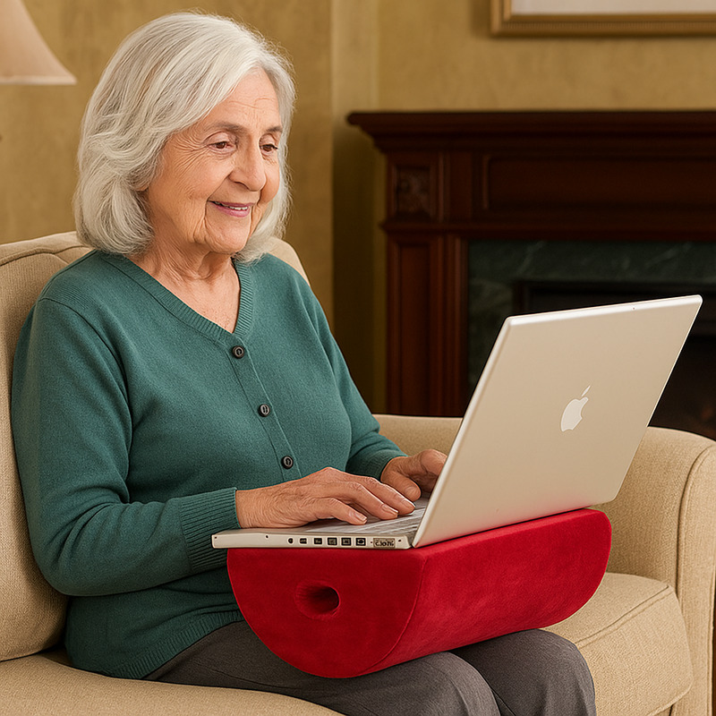 Avilo Memory Foam 5-in-1 Travel Pillow Lumbar Support Laptop Desk - Red