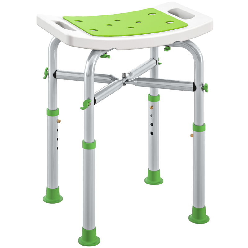 Homcom Adjustable Padded Shower Stool With Suction Foot Pads - Green