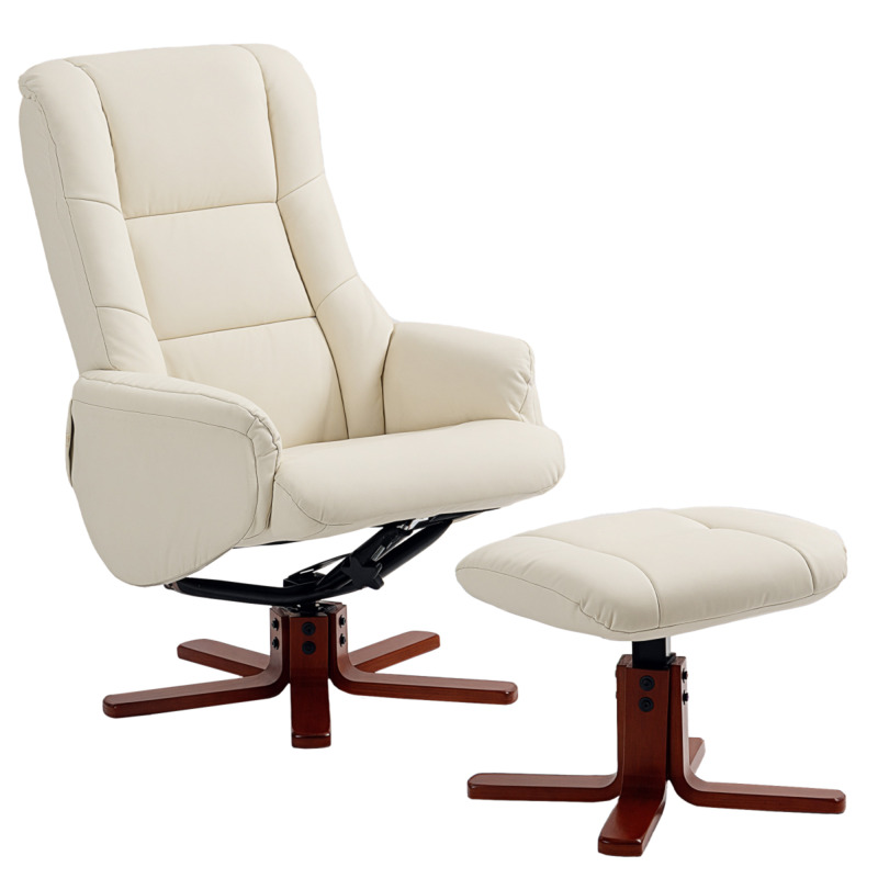 Homcom Pu Leather Rocking Recliner Armchair With Ottoman - Cream