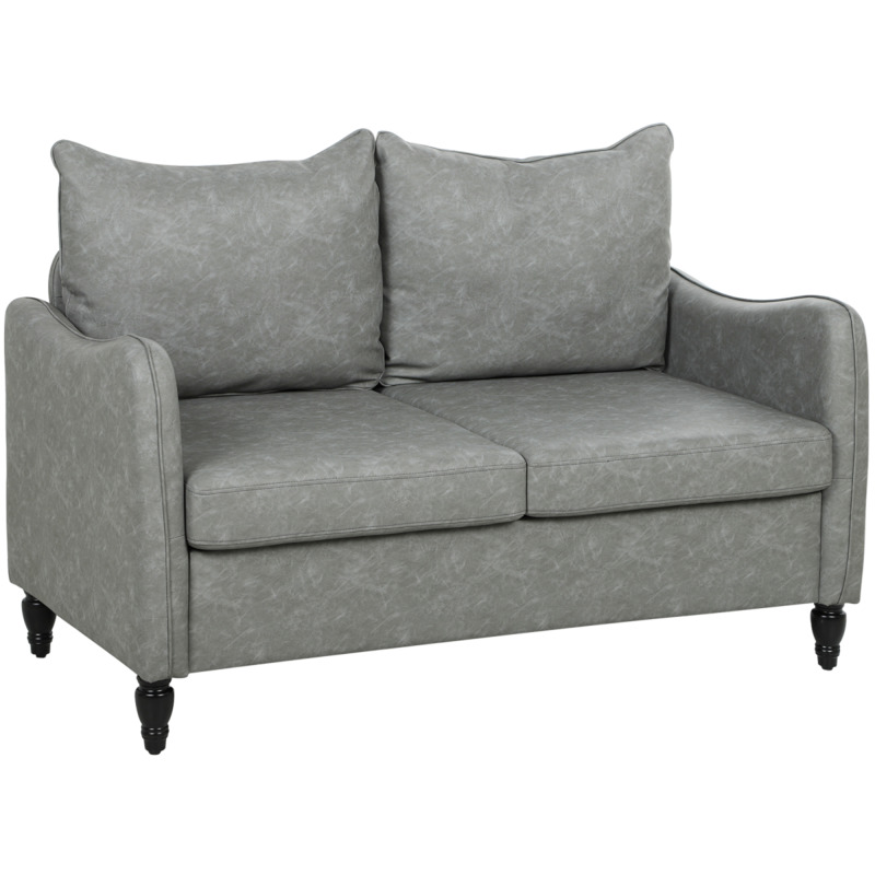 Homcom Marble-effect Faux Leather Two-seater Sofa - Grey