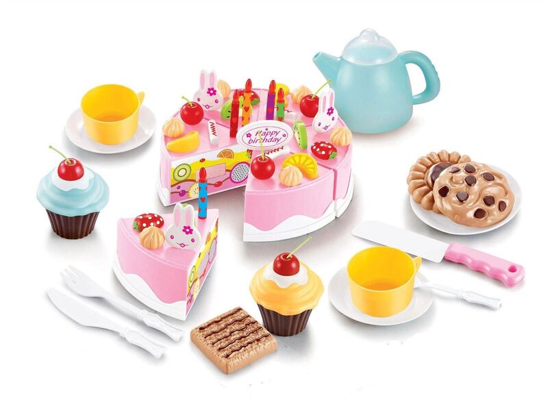 Soka Play Imagine Learn 54 Piece Cream Fruit Cake Dessert Pretend Play Toy Set For Kids - Pink