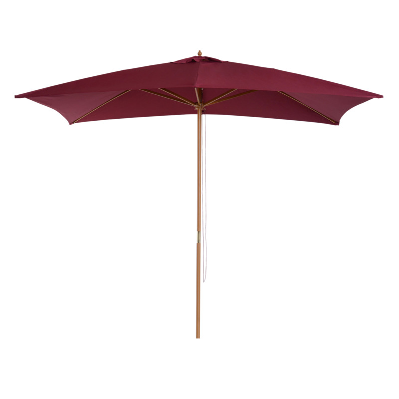 Outsunny 3m X 2m Wooden Square Parasol Sun Shade Umbrella - Wine Red