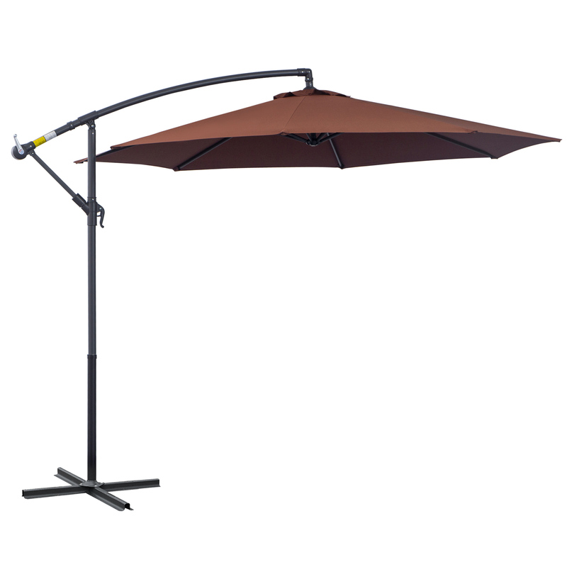 Outsunny 3m Hanging Umbrella Parasol - Coffee