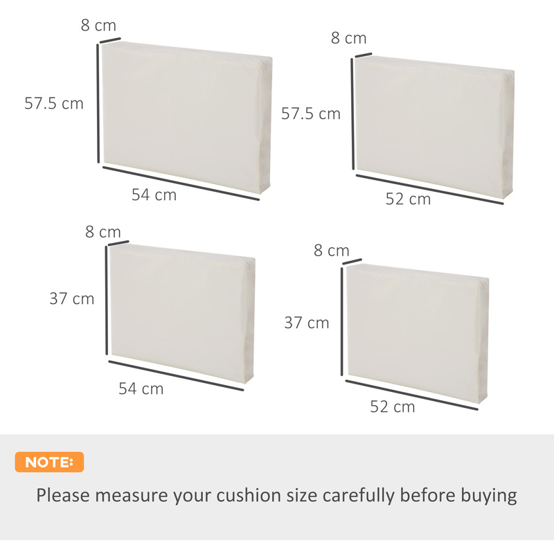 Outsunny 8 Piece Rattan Furniture Cushion Cover Set - Cream