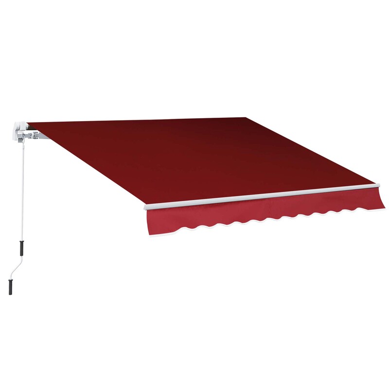 Outsunny Manual Retractable Awning 2 5m X 2m - Patio Sun Shade Canopy