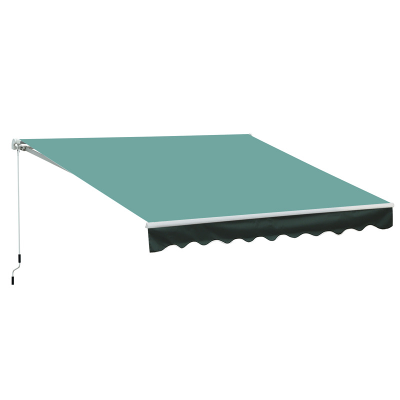 Outsunny Dark Green Manual Retractable Patio Awning 3 X 2 5 M