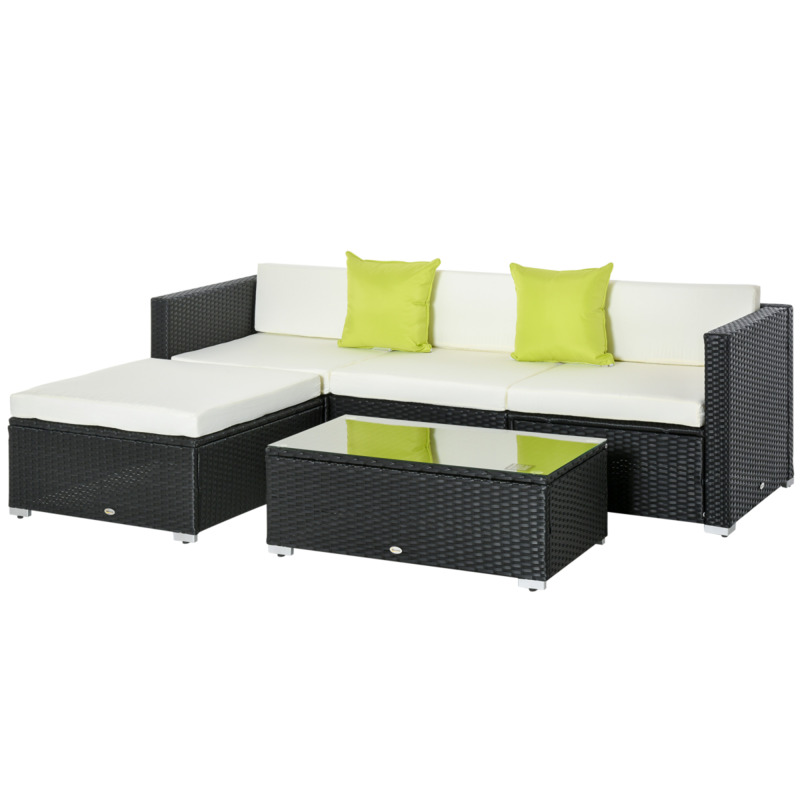 Outsunny 5 Piece Rattan Sofa Set - Black