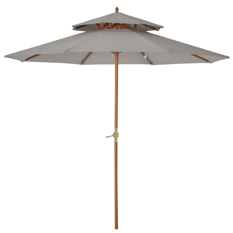 Outsunny Grey Patio Parasol Sun Shade Outdoor Garden Umbrella Canopy