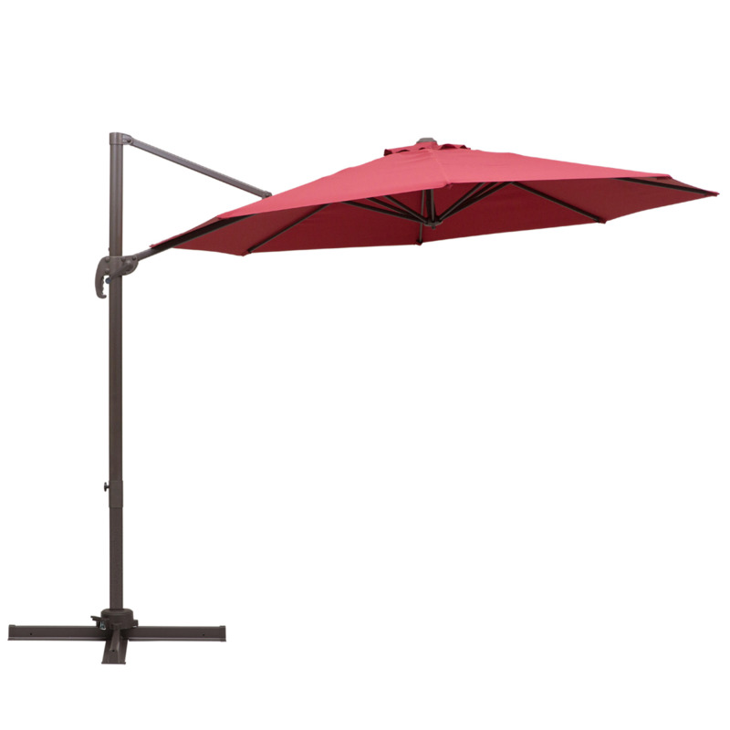 Outsunny 3m Cantilever Aluminium Garden Parasol - Wine Red