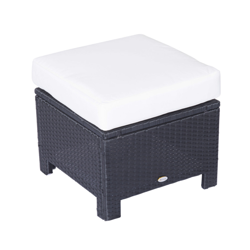 Outsunny Rattan Ottoman - Black