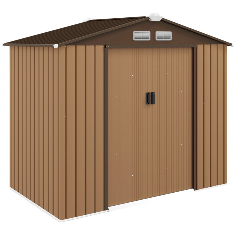 Outsunny Yellow Metal Garden Shed Storage Unit W Locking Door Floor Ventilation