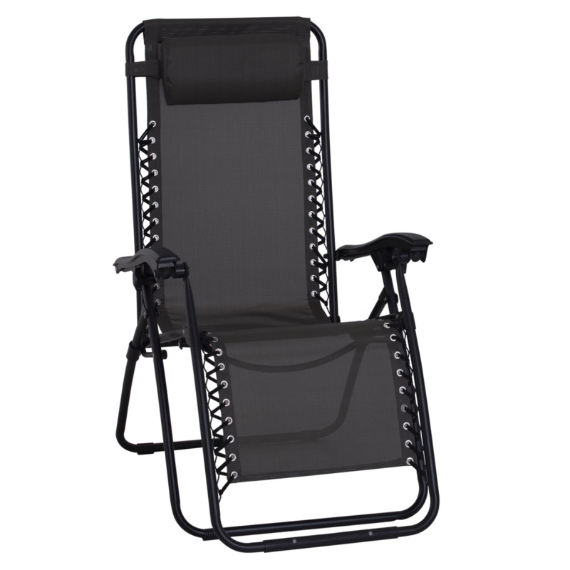 Outsunny Zero Gravity Adjustable Patio Lounge Chair - Reclining Outdoor Seat