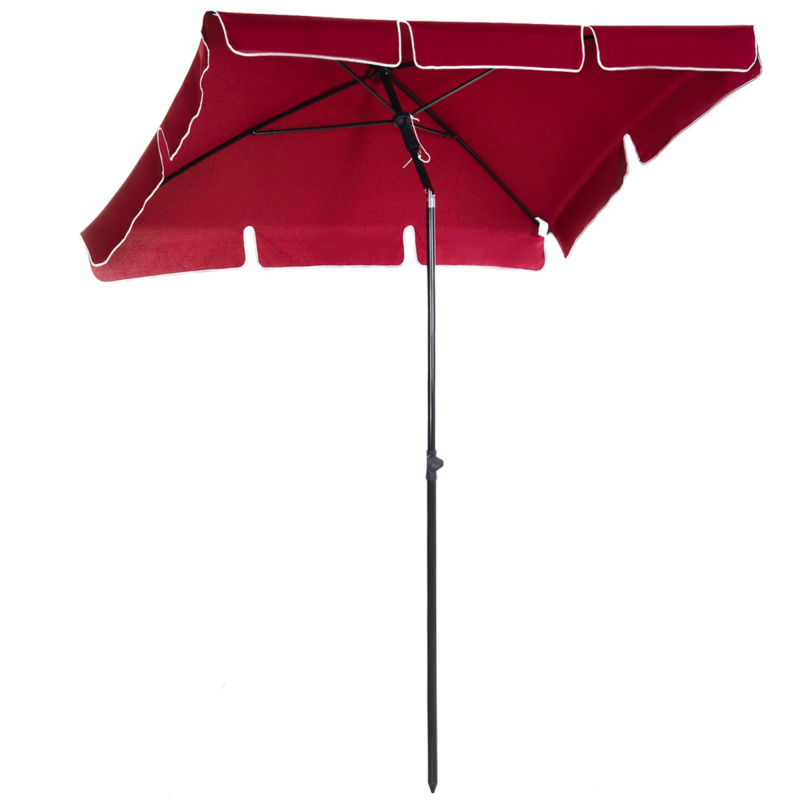 Outsunny Aluminium Rectangular Garden Parasol Sun Umbrella Patio Tilt 2 X 1.25m