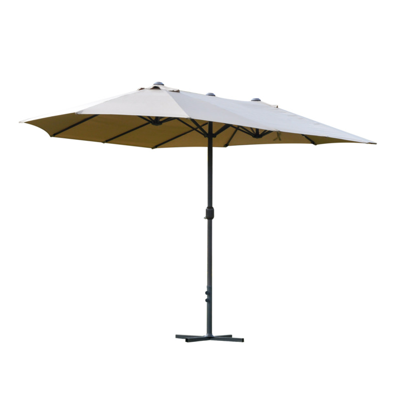 Outsunny 4.6m Garden Patio Umbrella Parasol Sun Shade W/ Base - Khaki