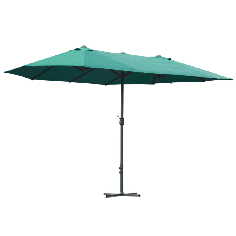 Outsunny 4.6m Patio Umbrella Parasol - Dark Green With Base