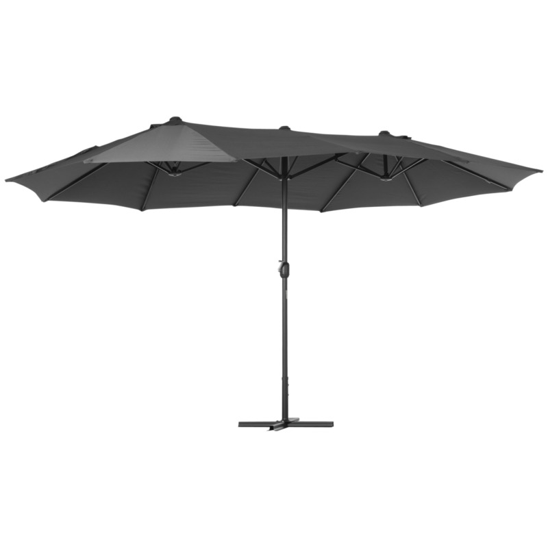 Outsunny 4.6m Grey Garden Patio Umbrella Parasol Sun Shade With Base