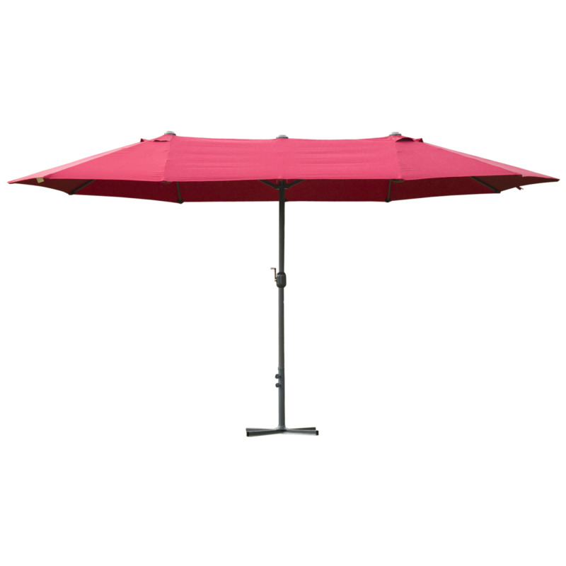 Outsunny 4.6m Garden Patio Umbrella Parasol Sun Shade With Base - Red
