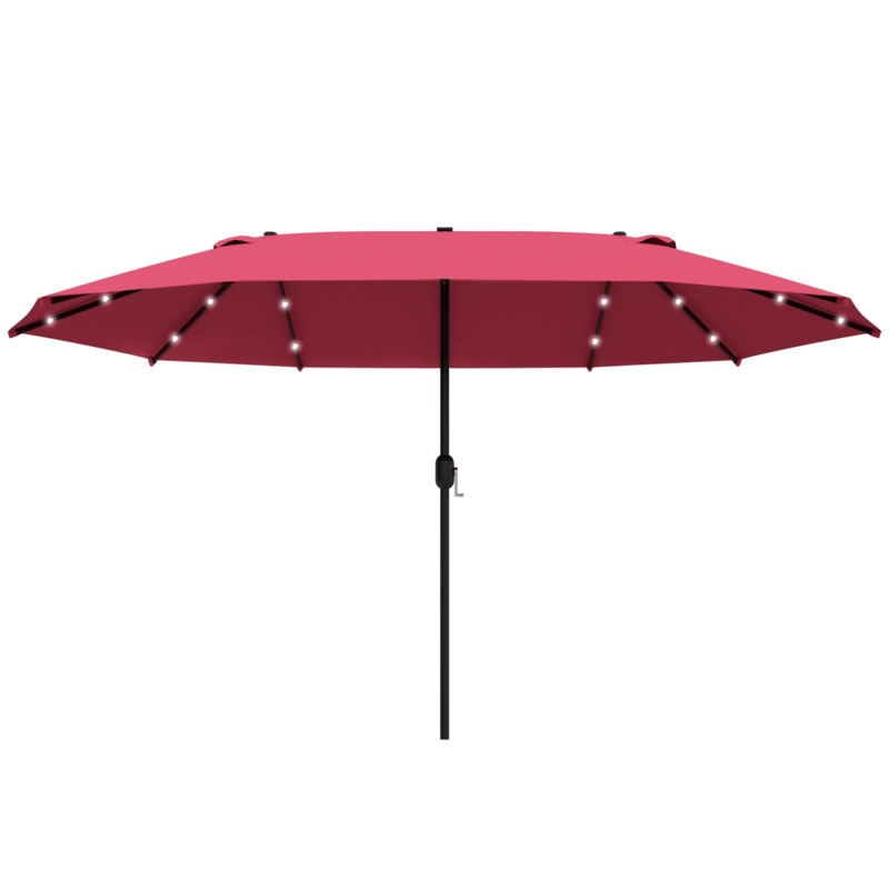 Outsunny 4.4m Double-sided Patio Parasol With Solar Lights - Wine Red