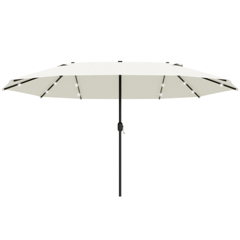 Outsunny 4.4m Double-sided Sun Umbrella With Solar Lights - Cream White