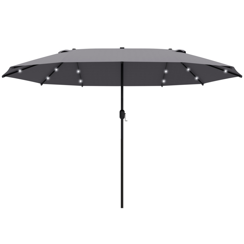 Outsunny 4.4m Double-sided Patio Parasol With Solar Lights - Dark Grey