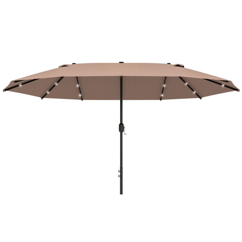 Outsunny 4.4m Double-sided Parasol With Solar Lights - Khaki