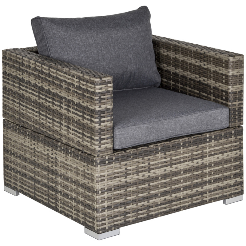 Outsunny Rattan Single Sofa Chair With Padded Cushion - Garden Balcony