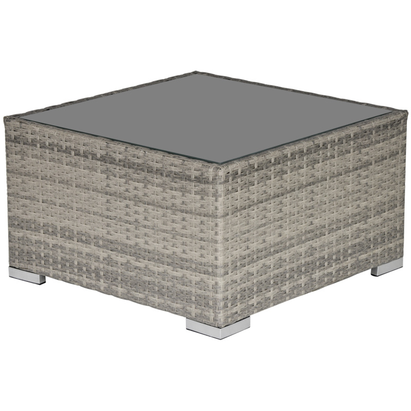 Outsunny Rattan Patio Coffee Table With Tempered Glass Top 120cm