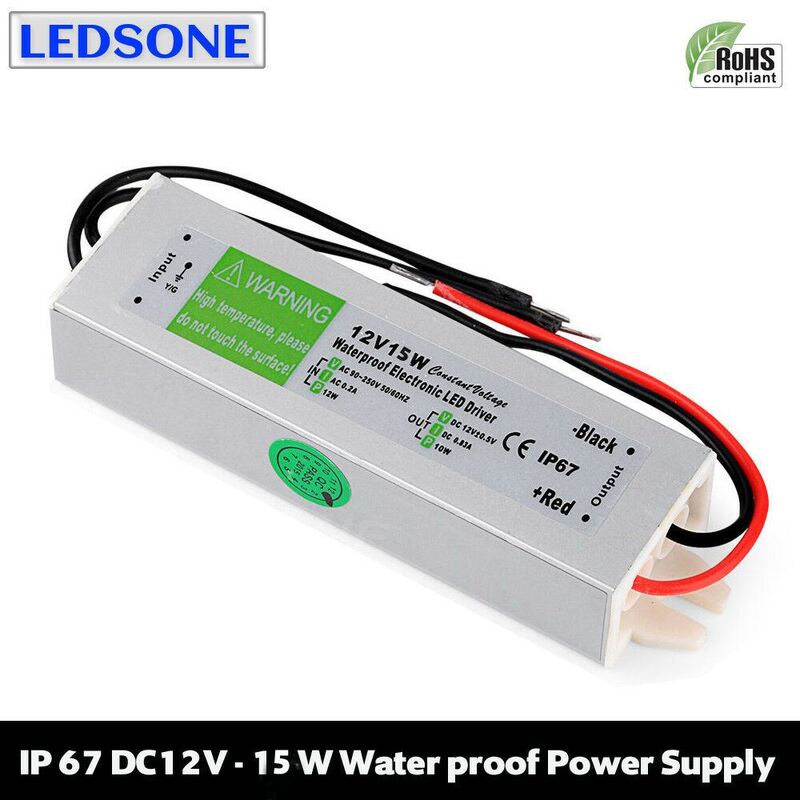 Ledsone 12v Dc Ip67 Waterproof Led Transformer Driver Power Supply 10w-250w For Outdoor Strip Lights