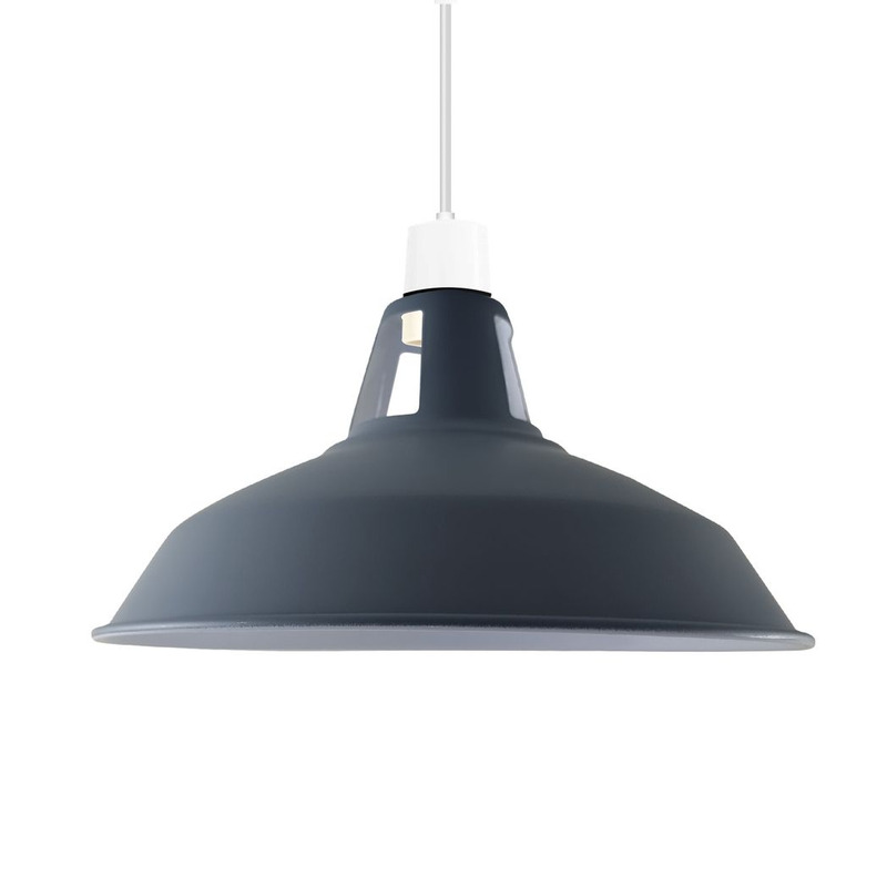 Metal Barn Pendant Lampshade - Retro Industrial Ceiling Light Cover - Various Colours