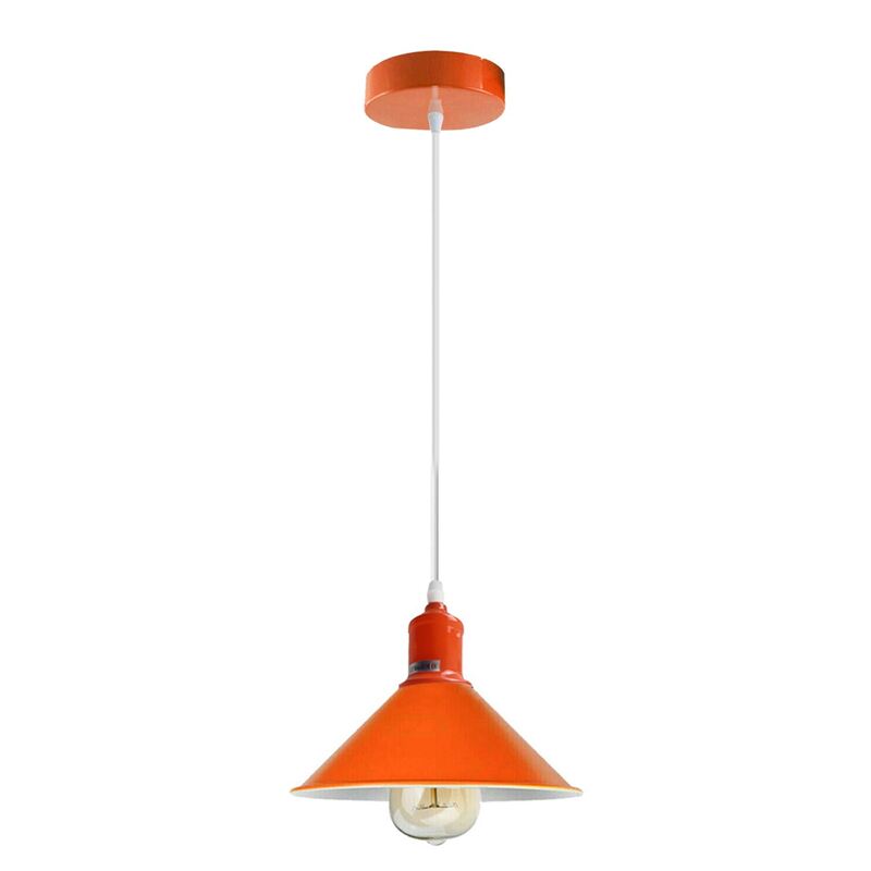 Retro Metal Lampshade Pendant Light Fixture - Warm Orange Hue
