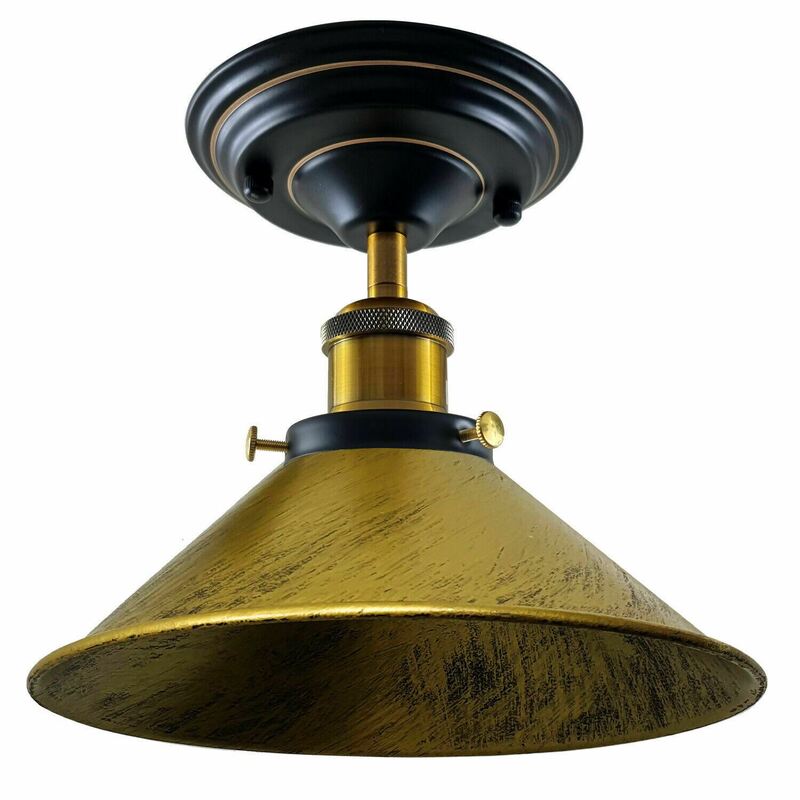 Ledsone Metal Cone Ceiling Light Fitting - Vintage Industrial Retro Indoor Lighting
