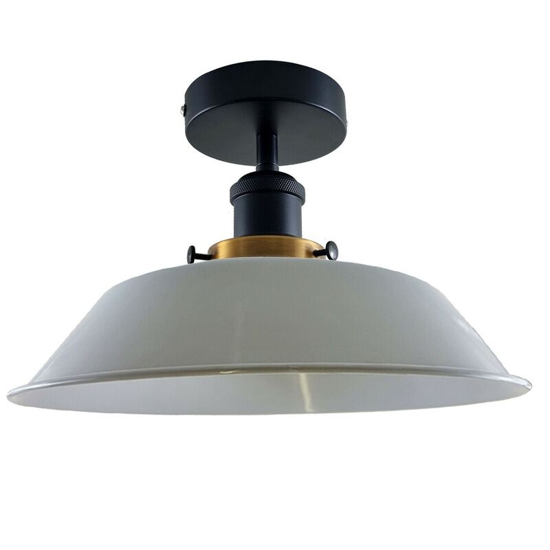 Ledsone Metal Flush Mount Ceiling Light - Modern Industrial White