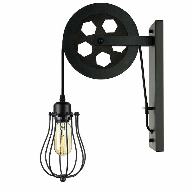 Ledsone Metal Industrial Pulley Wheel Wall Light Fixture - Indoor Lighting