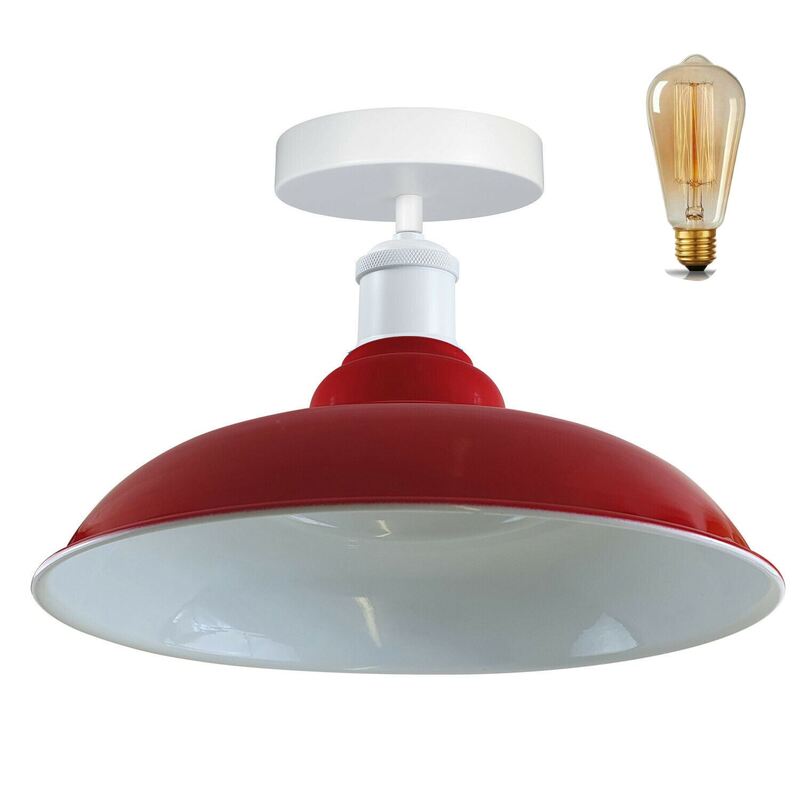 Ledsone Metal Bowl Shade Flush Mount Ceiling Light - Industrial Style Indoor Lighting