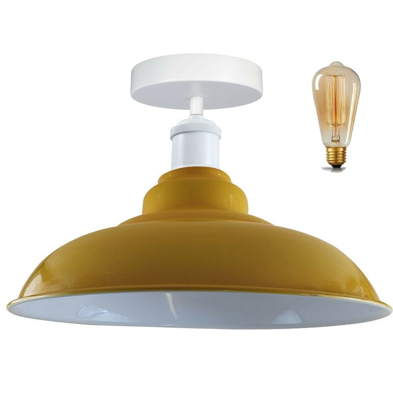 Ledsone Metal Flush Mount Ceiling Light - Industrial Bowl Shade - Indoor Lighting