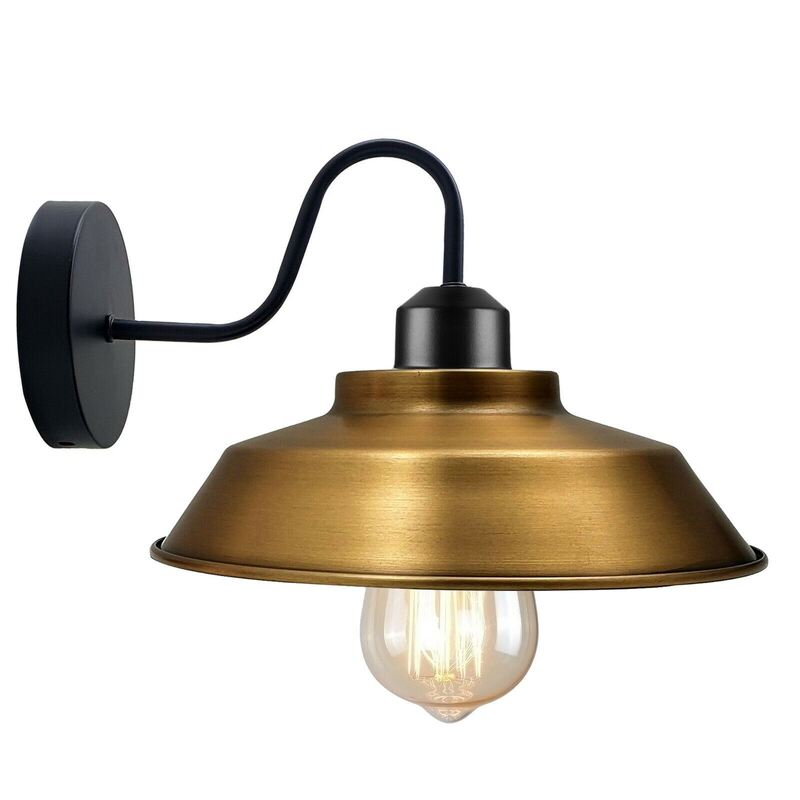 Ledsone Metal Bowl Industrial Wall Lights Fitting E27 Indoor Sconce For Basement Bedroom Home Office