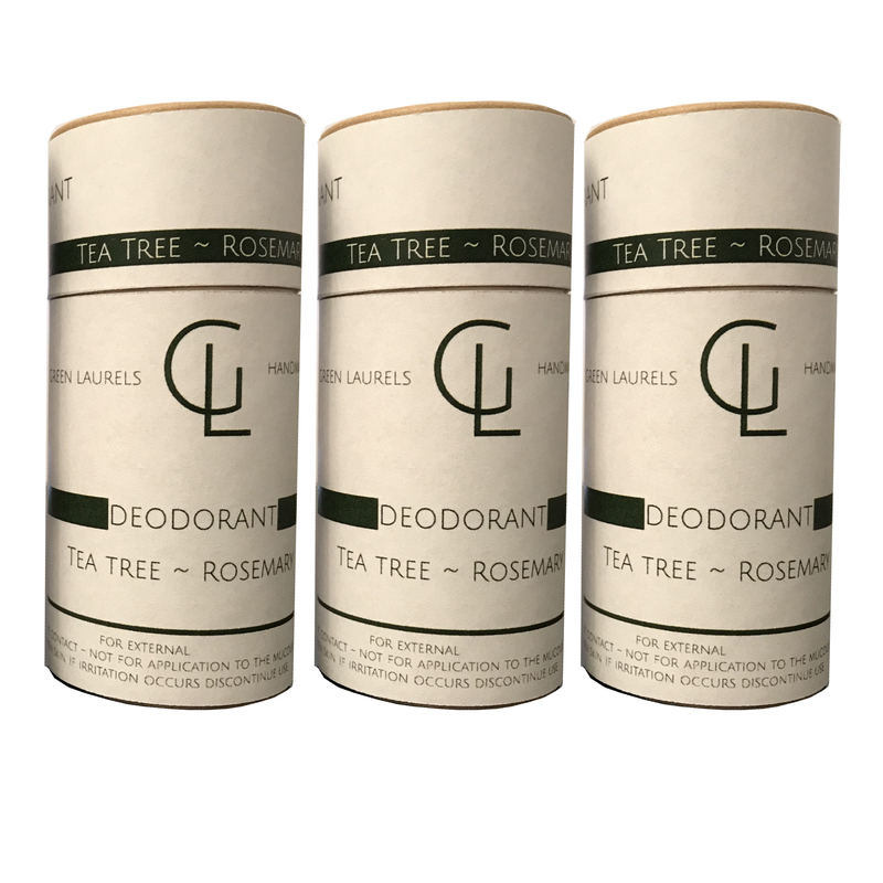 Green Laurels Natural Deodorant Trio - Tea Tree & Rosemary Scent, 3 X 40ml