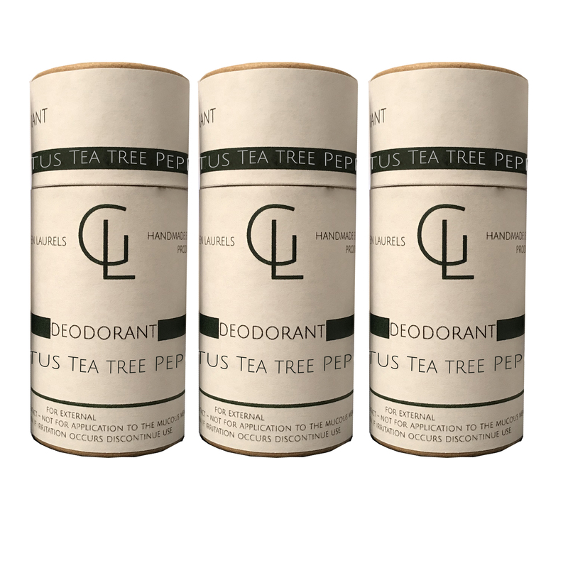 Green Laurels Natural Deodorant Trio - Eucalyptus, Tea Tree & Peppermint 40ml X3 Tubes