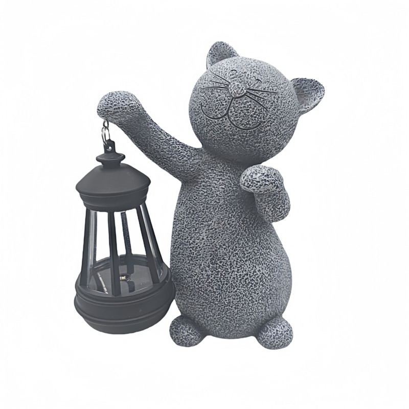 Solar Powered Cat Garden Statue - Waterproof Outdoor Lawn Ornament Figurine Sculpture Funny Home Decor