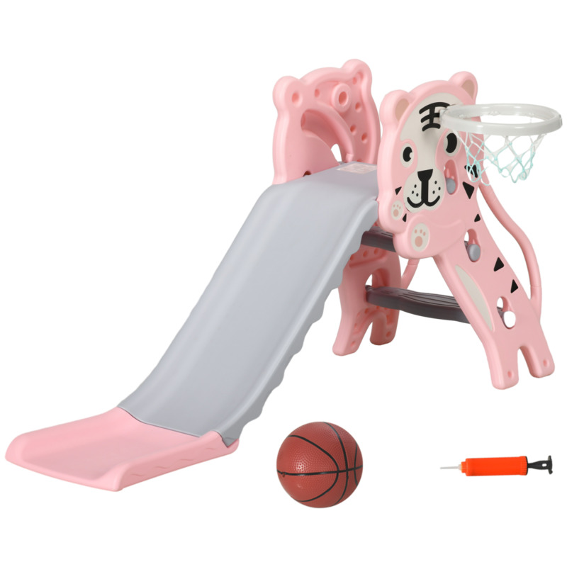 Aiyaplay Tiger Theme Kids Slide With Basketball Hoop For 18-36 Months - Blue