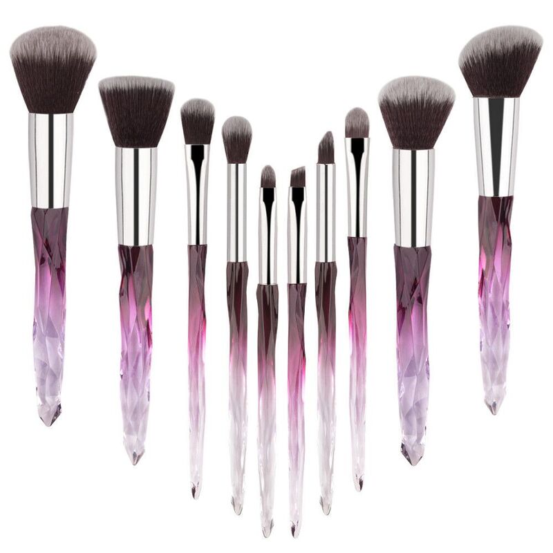10pcs Professional Makeup Brushes With Crystal Handles - Uk