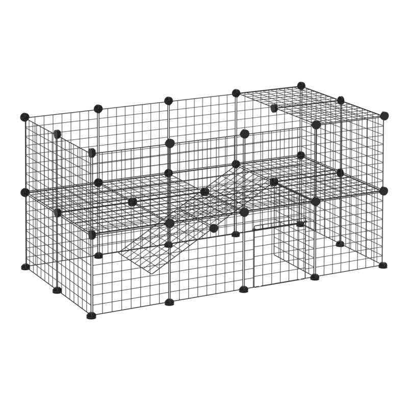 Pawhut 36 Panel Metal Pet Playpen Cage - For Small Animals, Rabbits, Guinea Pigs