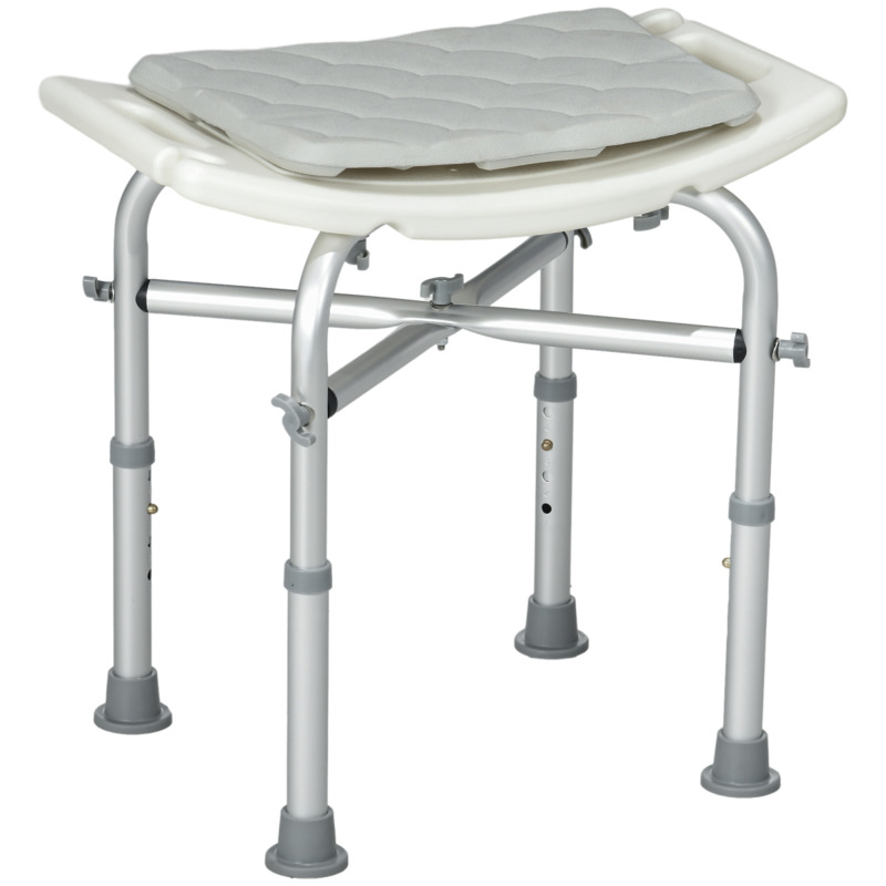 Homcom Aluminium Shower Stool With Adjustable Height Padded Seat For Senior Disabled Pregnant