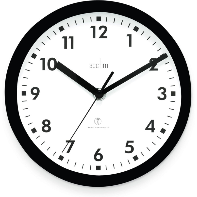 Acctim Radio Controlled 20cm Wall Clock - Black