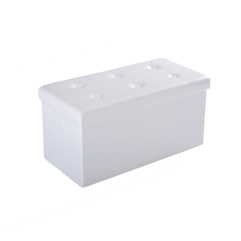 Homcom Faux Leather Tufted Storage Ottoman Bench Seat - Cream White