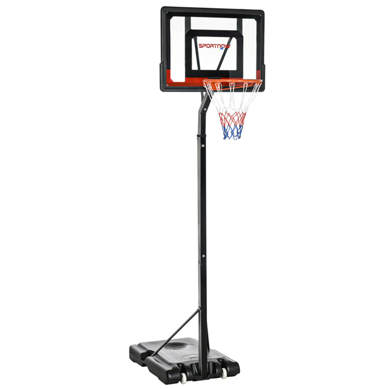 Sportnow Adjustable Basketball Hoop And Stand With Weighted Base, Portable On Wheels 2.1-2.6m
