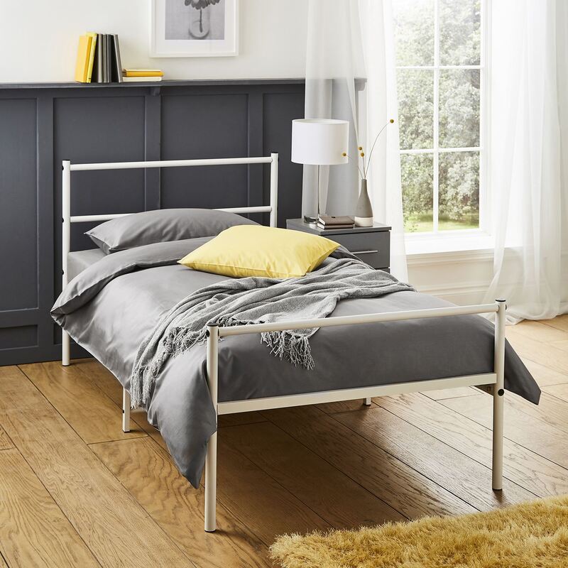 House Of Home White Metal Single Bed Frame - Strong Durable