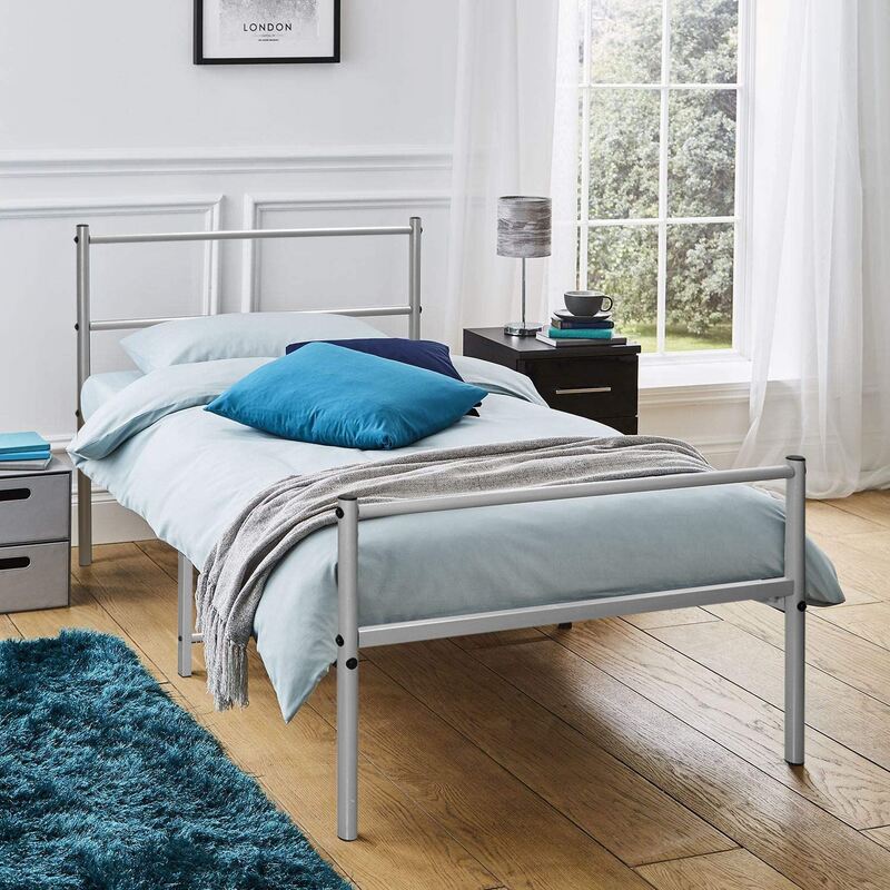 House Of Home Silver Metal Single Bed Frame - Extra Strong